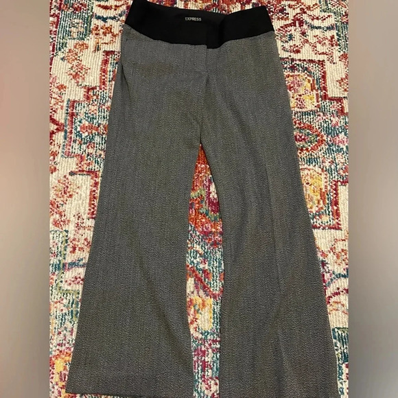 Express ladies editor trousers relaxed black and gray size 0 short - Picture 1 of 4